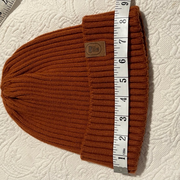 Rust Ribbed Knit Beanie - Picture 2 of 4